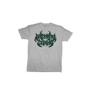 Double-Sided Graphic Flame Skull Tee – White – Size M